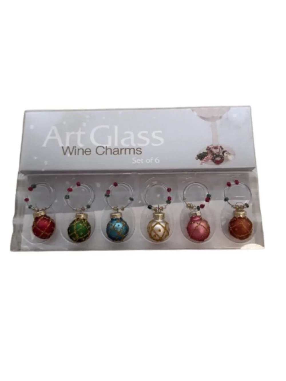 Art Glass Christmas Ornament Wine Glass Charms